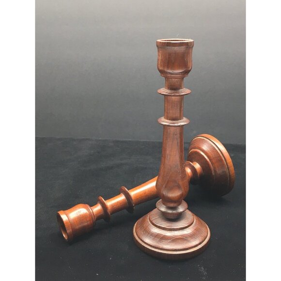 Antique Wooden Candlestick - Etsy Vintage Amish Wooden Antique Candlesticks Holder Home Art Decor 7\